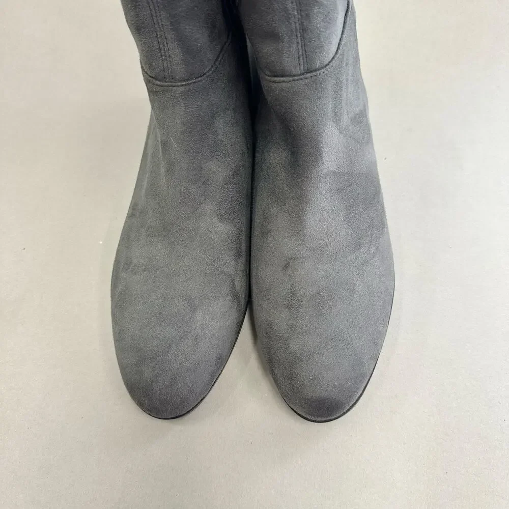 Michael Kors Bromley stretch over the boots gray faux suede‎ Size 9.5